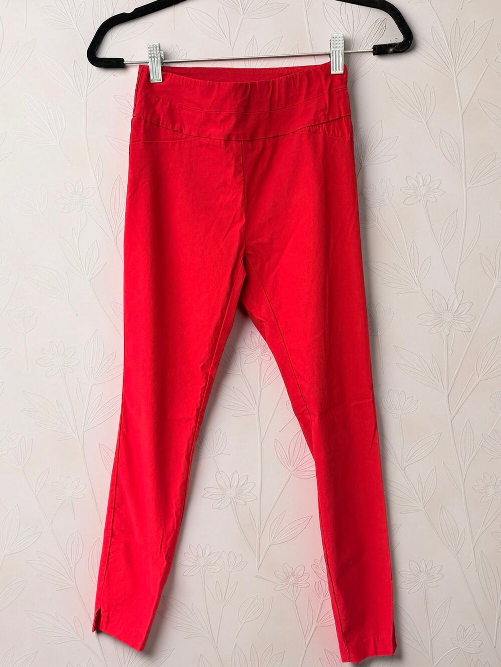 New York & Company Red Skinny Ankle Pants Womens XS Petite Stretch Side Slit